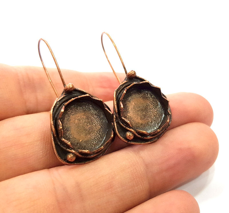 Earring Blank Base Settings Copper Resin Blank Cabochon Base inlay Blank Mountings Antique Copper Plated Brass (32x8mm blank) 1 Set  G14780