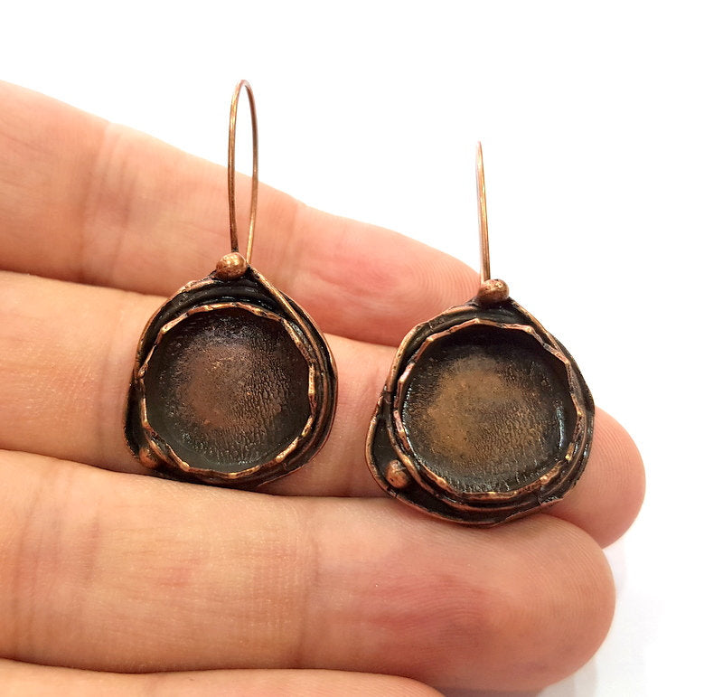 Earring Blank Base Settings Copper Resin Blank Cabochon Base inlay Blank Mountings Antique Copper Plated Brass (32x8mm blank) 1 Set  G14780