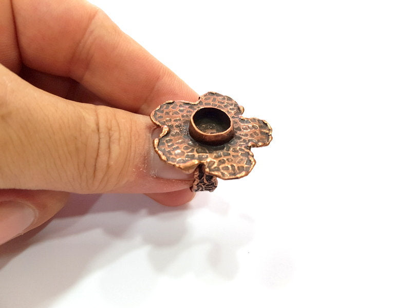 Copper Ring Settings inlay Ring Blank Mosaic Ring Bezel Base Cabochon Mountings ( 10 mm blank) Antique Copper Plated Brass G14779