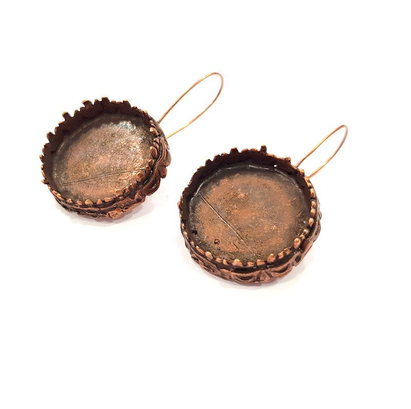 Earring Blank Base Settings Copper Resin Blank Cabochon Base inlay Blank Mountings Antique Copper Plated Brass (24mm blank) 1 Set  G14781
