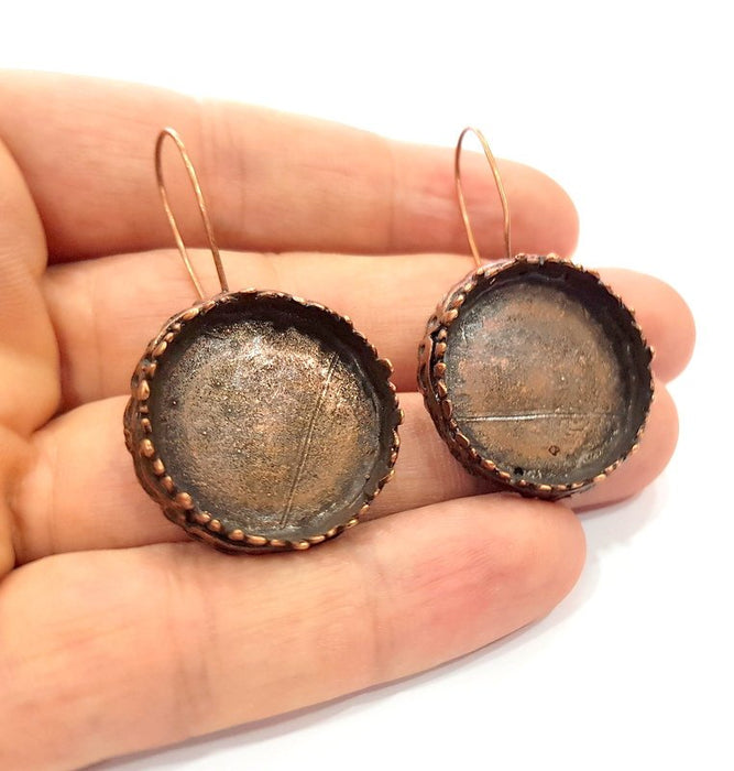 Earring Blank Base Settings Copper Resin Blank Cabochon Base inlay Blank Mountings Antique Copper Plated Brass (24mm blank) 1 Set  G14781