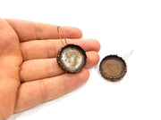 Earring Blank Base Settings Copper Resin Blank Cabochon Base inlay Blank Mountings Antique Copper Plated Brass (24mm blank) 1 Set  G14781