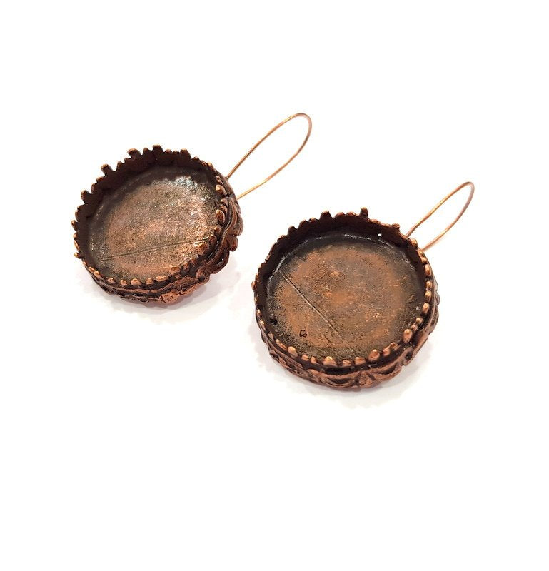 Earring Blank Base Settings Copper Resin Blank Cabochon Base inlay Blank Mountings Antique Copper Plated Brass (24mm blank) 1 Set  G14781