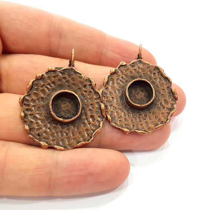Earring Blank Base Settings Copper Resin Blank Cabochon Base inlay Blank Mountings Antique Copper Plated Brass (10mm blank) 1 Set  G14782