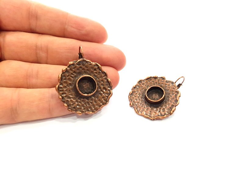 Earring Blank Base Settings Copper Resin Blank Cabochon Base inlay Blank Mountings Antique Copper Plated Brass (10mm blank) 1 Set  G14782