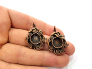 Earring Blank Base Settings Copper Resin Blank Cabochon Base inlay Blank Mountings Antique Copper Plated Brass (10mm blank) 1 Set  G14784