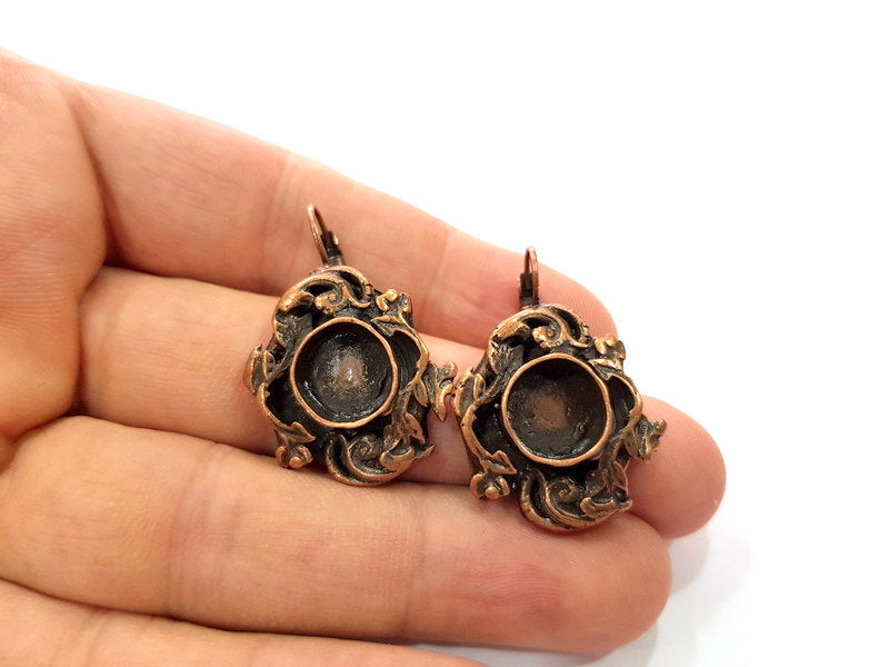 Earring Blank Base Settings Copper Resin Blank Cabochon Base inlay Blank Mountings Antique Copper Plated Brass (10mm blank) 1 Set  G14784