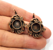Earring Blank Base Settings Copper Resin Blank Cabochon Base inlay Blank Mountings Antique Copper Plated Brass (10mm blank) 1 Set  G14784
