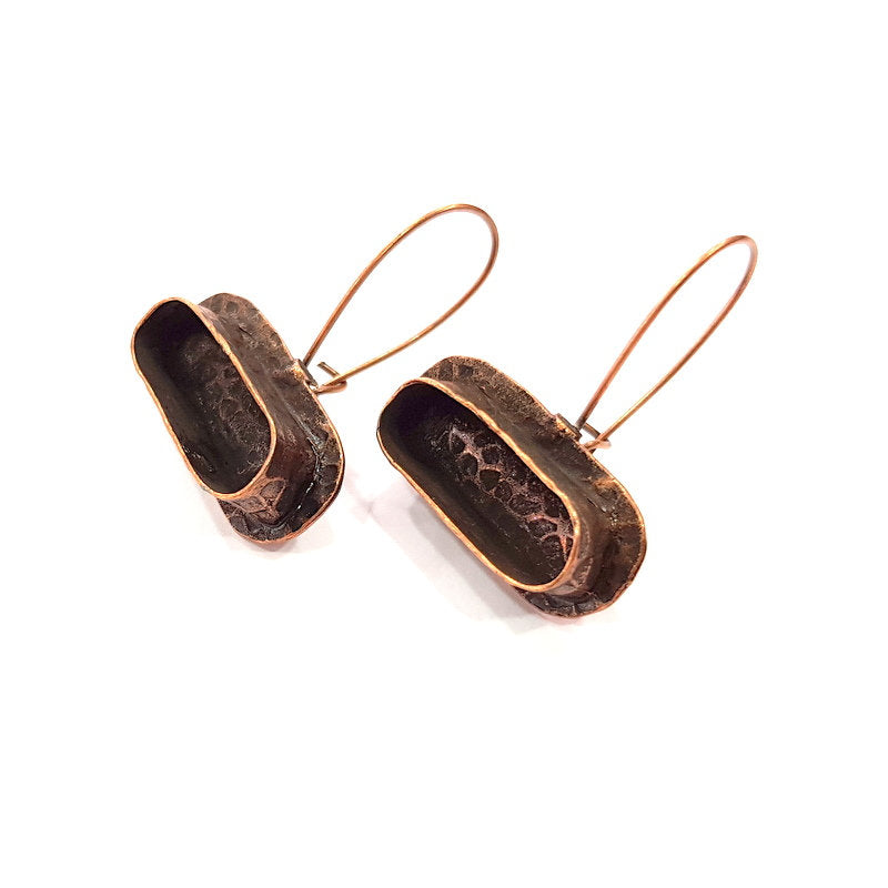 Earring Blank Base Settings Copper Resin Blank Cabochon Base inlay Blank Mountings Antique Copper Plated Brass (20x6mm blank) 1 Set  G14785