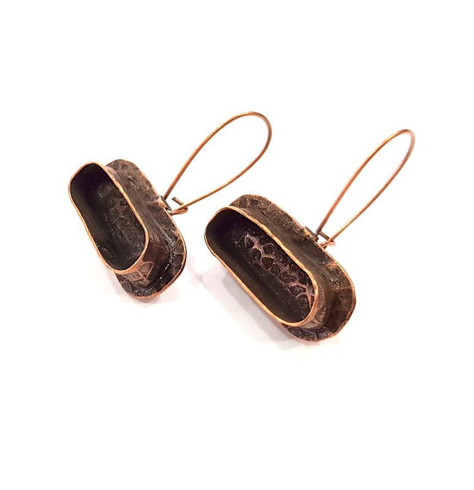 Earring Blank Base Settings Copper Resin Blank Cabochon Base inlay Blank Mountings Antique Copper Plated Brass (20x6mm blank) 1 Set  G14785