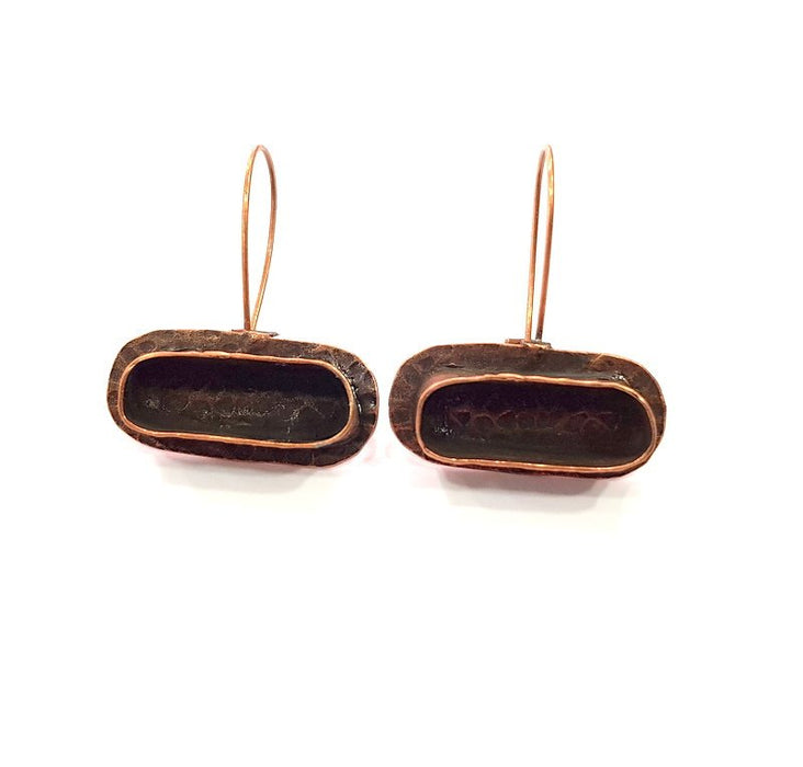 Earring Blank Base Settings Copper Resin Blank Cabochon Base inlay Blank Mountings Antique Copper Plated Brass (20x6mm blank) 1 Set  G14785