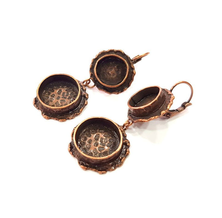 Earring Blank Base Settings Copper Resin Blank Cabochon Base inlay Mountings Antique Copper Plated Brass (10mm+14mm blank) 1 Set G14786