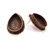 Earring Blank Base Settings Copper Resin Blank Cabochon Base inlay Blank Mountings Antique Copper Plated Brass (20x15mm blank) 1 Set  G14787