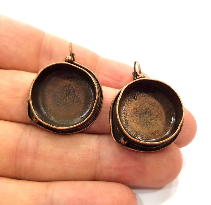 Earring Blank Base Settings Copper Resin Blank Cabochon Base inlay Blank Mountings Antique Copper Plated Brass (20mm blank) 1 Set  G14791