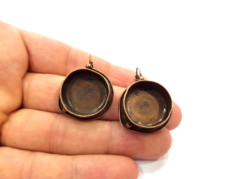 Earring Blank Base Settings Copper Resin Blank Cabochon Base inlay Blank Mountings Antique Copper Plated Brass (20mm blank) 1 Set  G14791