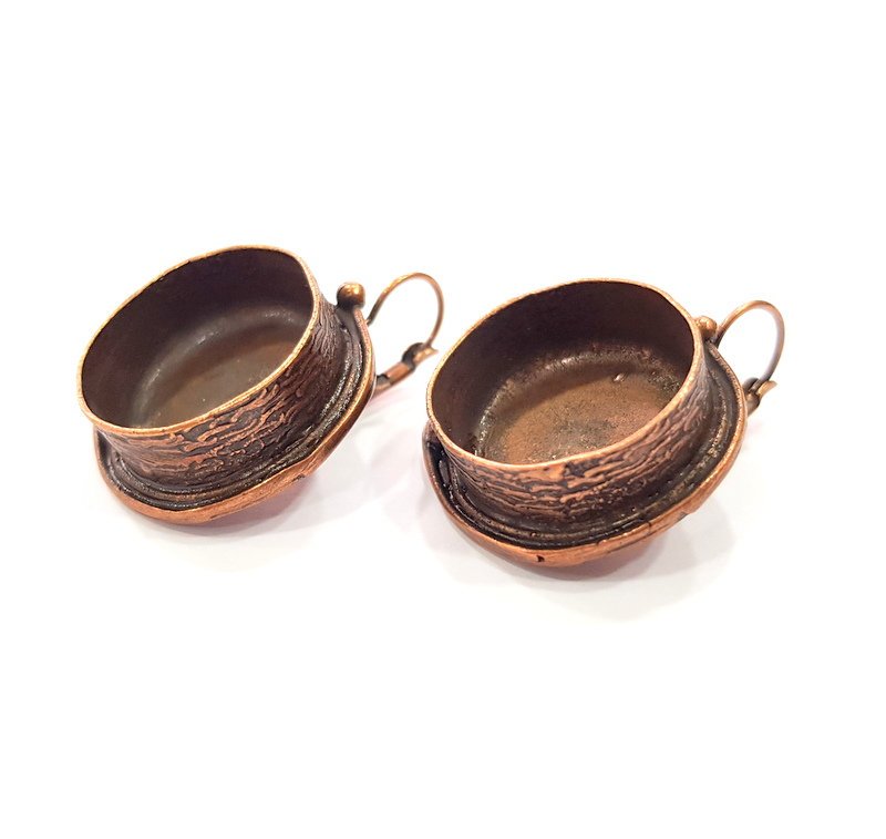 Earring Blank Base Settings Copper Resin Blank Cabochon Base inlay Blank Mountings Antique Copper Plated Brass (20mm blank) 1 Set  G14791