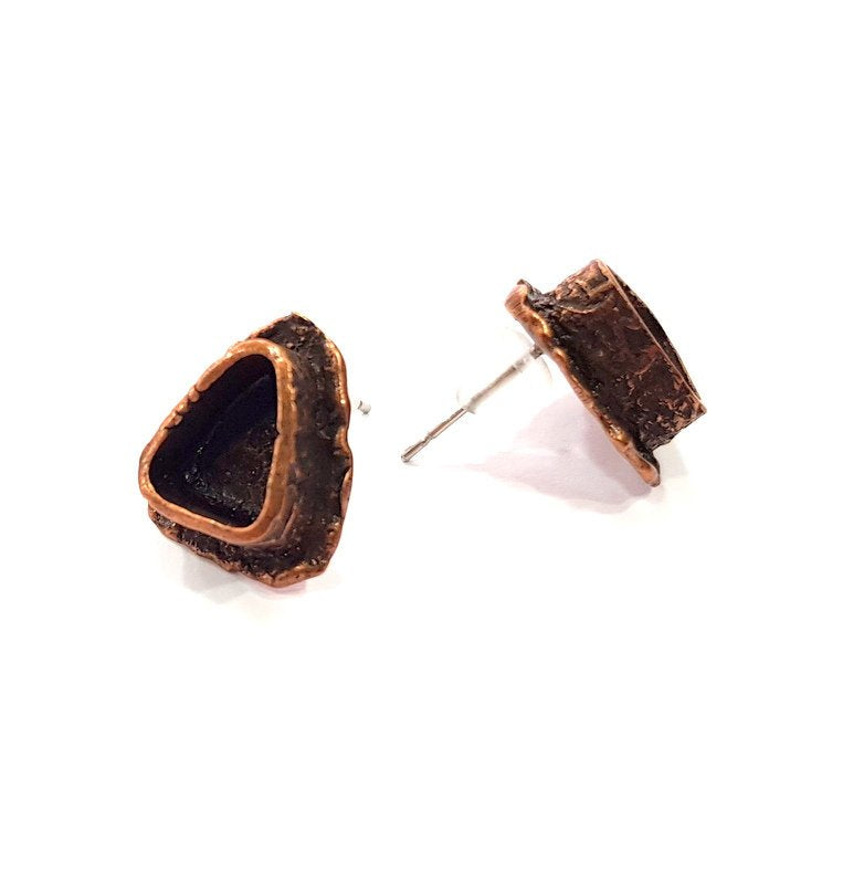 Earring Blank Base Settings Copper Resin Blank Cabochon Base inlay Blank Mountings Antique Copper Plated Brass (9x7mm blank) 1 Set  G14797