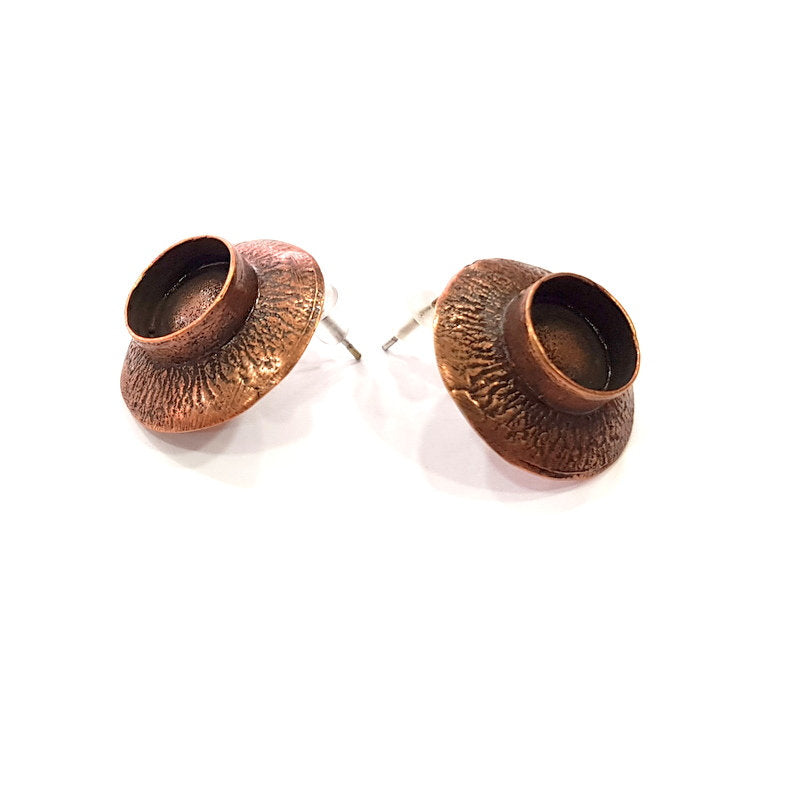 Earring Blank Base Settings Copper Resin Blank Cabochon Base inlay Blank Mountings Antique Copper Plated Brass (10mm blank) 1 Set  G14798