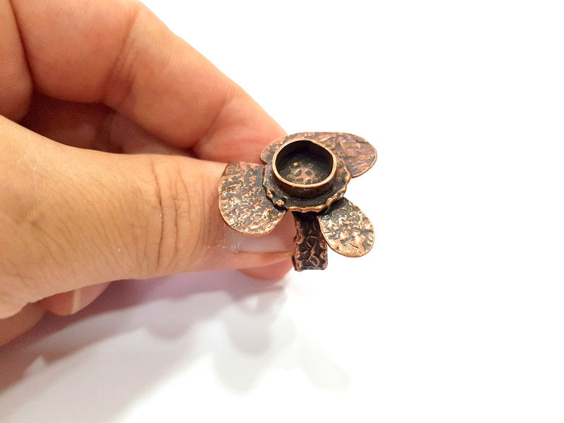 Copper Ring Settings inlay Ring Blank Mosaic Ring Bezel Base Cabochon Mountings ( 10 mm blank) Antique Copper Plated Brass G14800