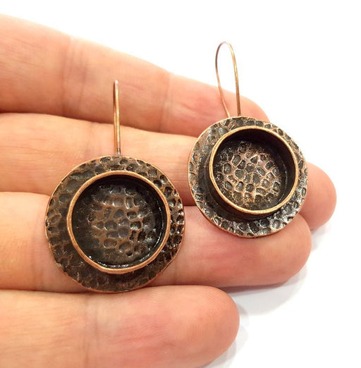 Earring Blank Base Settings Copper Resin Blank Cabochon Base inlay Blank Mountings Antique Copper Plated Brass (16mm blank) 1 Set  G14804