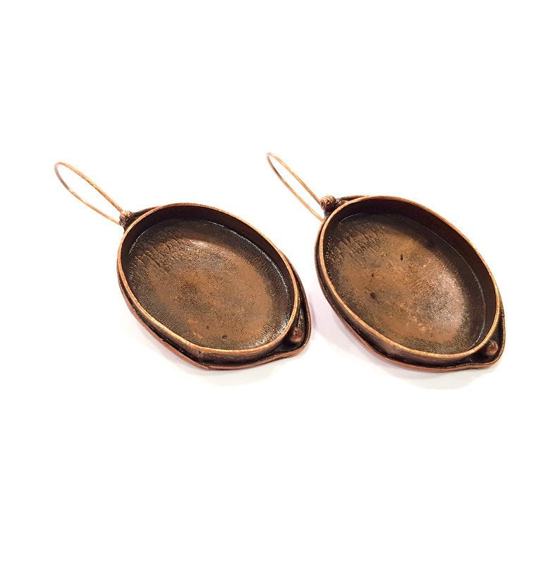 Earring Blank Base Settings Copper Resin Blank Cabochon Base inlay Blank Mountings Antique Copper Plated Brass (30x22mm blank) 1 Set  G14805