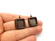 Earring Blank Base Settings Copper Resin Blank Cabochon Base inlay Blank Mountings Antique Copper Plated Brass (15mm blank) 1 Set  G14806