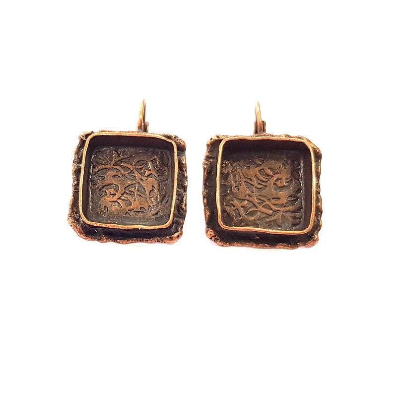 Earring Blank Base Settings Copper Resin Blank Cabochon Base inlay Blank Mountings Antique Copper Plated Brass (15mm blank) 1 Set  G14806