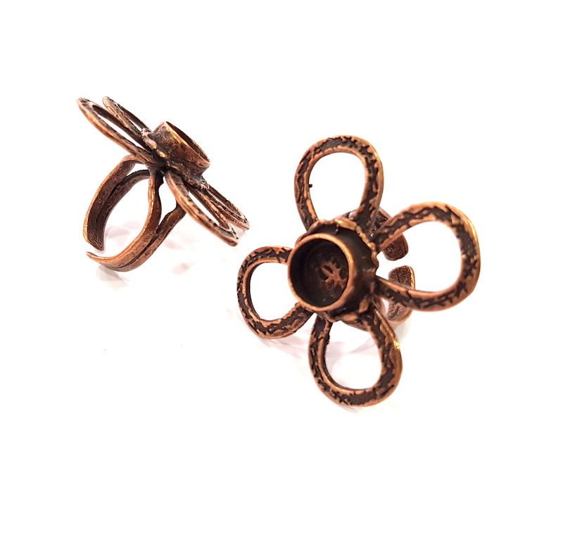 Copper Ring Settings inlay Ring Blank Mosaic Ring Bezel Base Cabochon Mountings ( 10 mm blank) Antique Copper Plated Brass G14808
