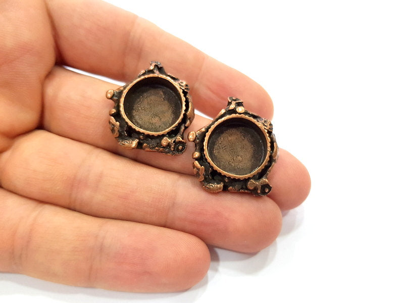 Earring Blank Base Settings Copper Resin Blank Cabochon Base inlay Blank Mountings Antique Copper Plated Brass (16mm blank) 1 Set  G14810