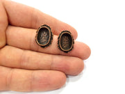 Earring Blank Base Settings Copper Resin Blank Cabochon Base inlay Blank Mountings Antique Copper Plated Brass (14x10mm blank) 1 Set  G14811