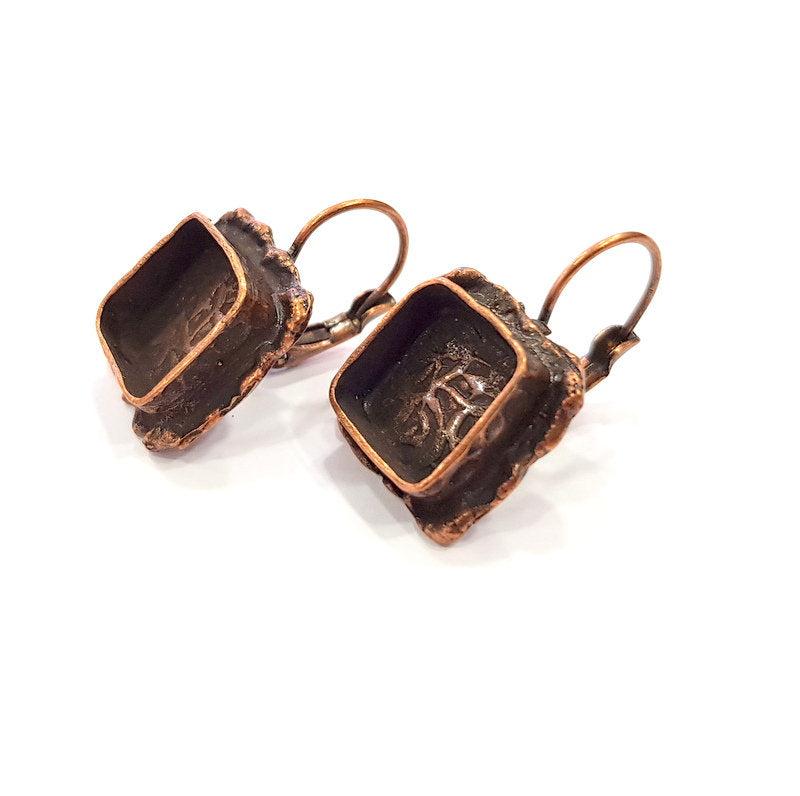 Earring Blank Base Settings Copper Resin Blank Cabochon Base inlay Blank Mountings Antique Copper Plated Brass (10mm blank) 1 Set  G14812