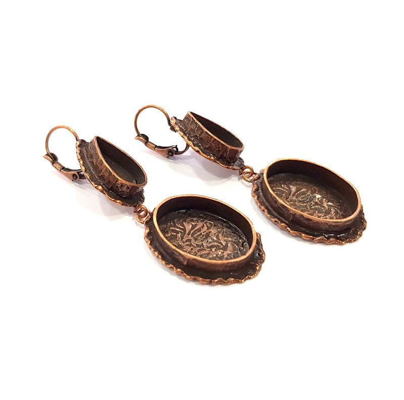 Earring Blank Base Settings Copper Resin Blank Cabochon Base inlay Mountings Antique Copper Plated Brass (14x10+20x14mm blank) 1 Set G14814
