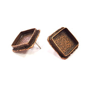 Earring Blank Base Settings Copper Resin Blank Cabochon Base inlay Blank Mountings Antique Copper Plated Brass (18mm blank) 1 Set  G14815