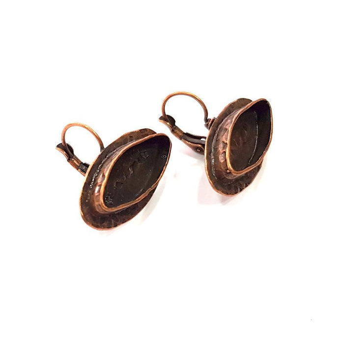 Earring Blank Base Settings Copper Resin Blank Cabochon Base inlay Blank Mountings Antique Copper Plated Brass (22x8mm blank) 1 Set  G14817