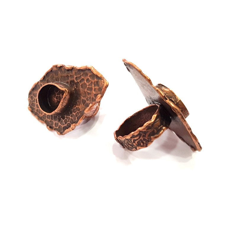 Copper Ring Settings inlay Ring Blank Mosaic Ring Bezel Base Cabochon Mountings ( 13x9 mm blank) Antique Copper Plated Brass G14820