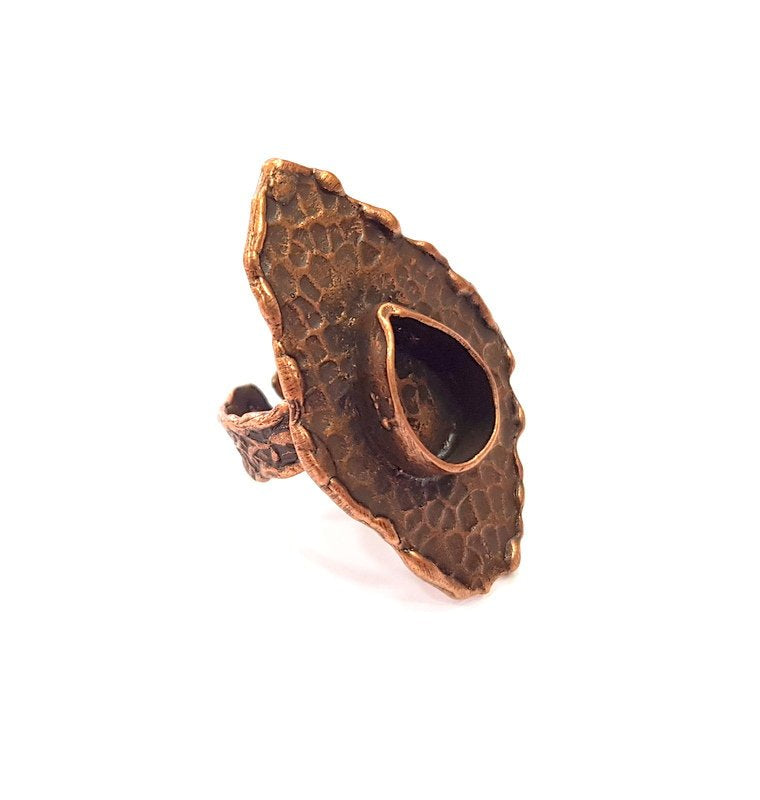 Copper Ring Settings inlay Ring Blank Mosaic Ring Bezel Base Cabochon Mountings ( 13x9 mm blank) Antique Copper Plated Brass G14820