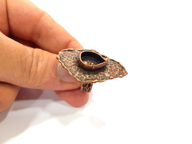 Copper Ring Settings inlay Ring Blank Mosaic Ring Bezel Base Cabochon Mountings ( 13x9 mm blank) Antique Copper Plated Brass G14820