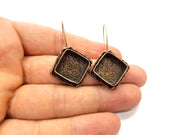 Earring Blank Base Settings Copper Resin Blank Cabochon Base inlay Blank Mountings Antique Copper Plated Brass (15mm blank) 1 Set  G14827
