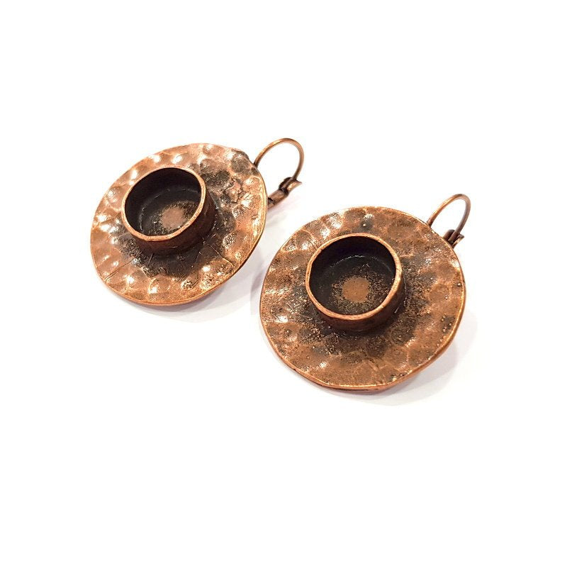 Earring Blank Base Settings Copper Resin Blank Cabochon Base inlay Blank Mountings Antique Copper Plated Brass (10mm blank) 1 Set  G14828