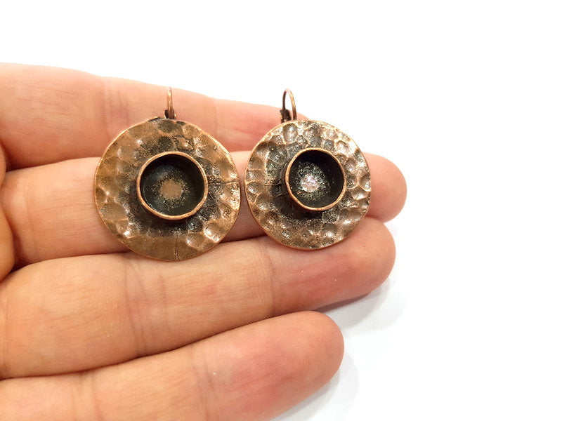 Earring Blank Base Settings Copper Resin Blank Cabochon Base inlay Blank Mountings Antique Copper Plated Brass (10mm blank) 1 Set  G14828