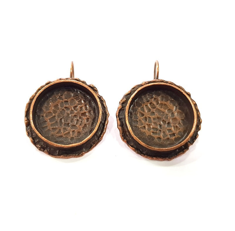 Earring Blank Base Settings Copper Resin Blank Cabochon Base inlay Blank Mountings Antique Copper Plated Brass (20mm blank) 1 Set  G14829