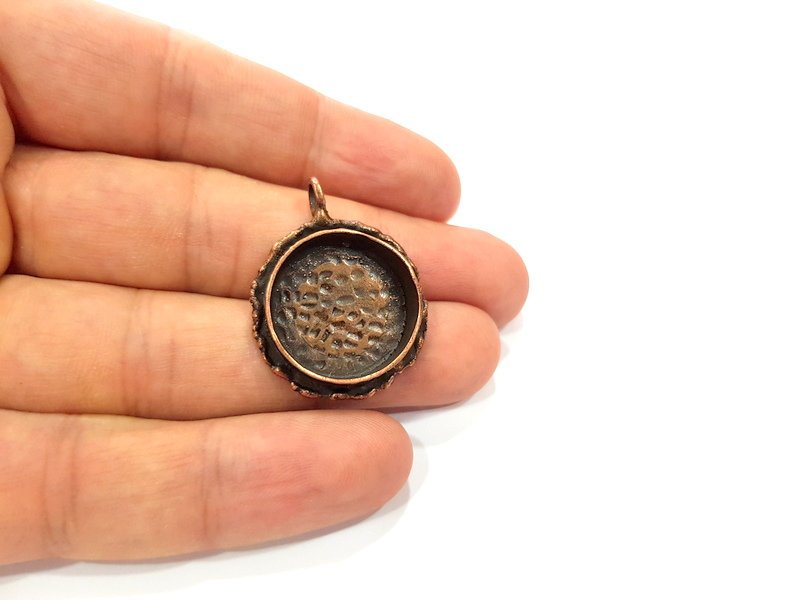 Antique Copper Pendant Blank Mosaic Base Blank inlay Necklace Blank Resin Blank Mountings Copper Plated Brass ( 20 mm blank) G14830