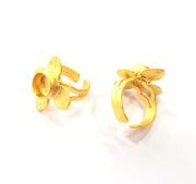 Gold Ring Settings Blank inlay Ring Mosaic Ring Bezel Base Cabochon Mountings Adjustable (10mm blank ) Gold Plated Brass G14833