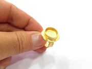 Gold Ring Settings Blank inlay Ring Mosaic Ring Bezel Base Cabochon Mountings Adjustable (14mm blank ) Gold Plated Brass G14836