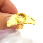 Gold Ring Settings Blank inlay Ring Mosaic Ring Bezel Base Cabochon Mountings Adjustable (10mm blank ) Gold Plated Brass G14838