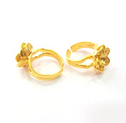 Gold Ring Settings Blank inlay Ring Mosaic Ring Bezel Base Cabochon Mountings Adjustable (6mm blank ) Gold Plated Brass G14839