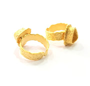 Gold Ring Settings Blank inlay Ring Mosaic Ring Bezel Base Cabochon Mountings Adjustable (9x7mm blank ) Gold Plated Brass G14840