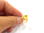 Gold Ring Settings Blank inlay Ring Mosaic Ring Bezel Base Cabochon Mountings Adjustable (9x7mm blank ) Gold Plated Brass G14840
