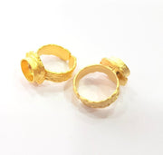 Gold Ring Settings Blank inlay Ring Mosaic Ring Bezel Base Cabochon Mountings Adjustable (10mm blank ) Gold Plated Brass G14842