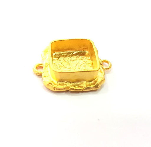 Gold Pendant Blank Connector Mosaic Base inlay Blank Necklace Blank Resin Blank Mountings Gold Plated Brass ( 10mm blank ) G14845